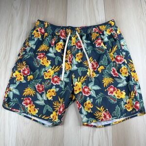 Fair Harbor Floral Swim Trunks Tropical Nights Hawaiian Drawstring Mens Sz XXXL